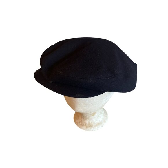 Perry Ellis Mens Wool-Blend Newsboy Cap Navy Blue Flat Cap Satin Lining Large - Picture 2 of 7